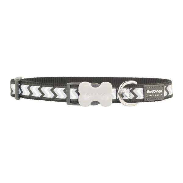 Red Dingo Dog Collar - Reflective Ziggy Black 12mm