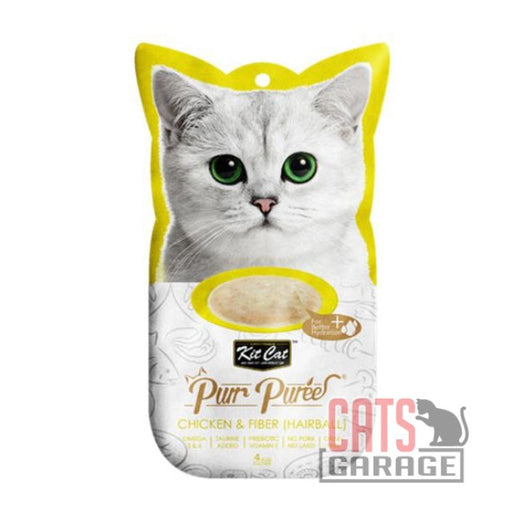 KitCat Purr Puree Chicken & Fiber (Hairball)] Cat Treat 60g X12