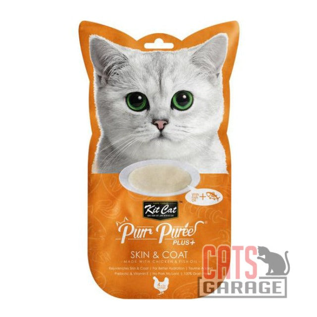 KitCat Purr Puree Plus+ Skin & Coat (Chicken & Fish Oil) Cat Treats 60g X12
