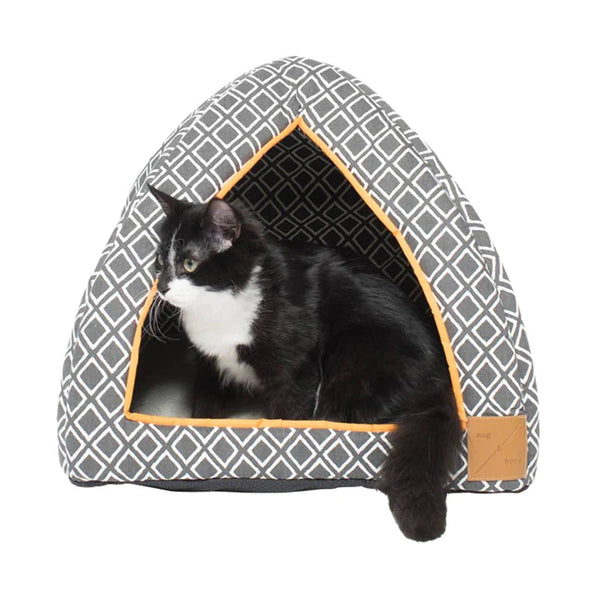 Mog & Bone Cat Igloo - Grey Ikat