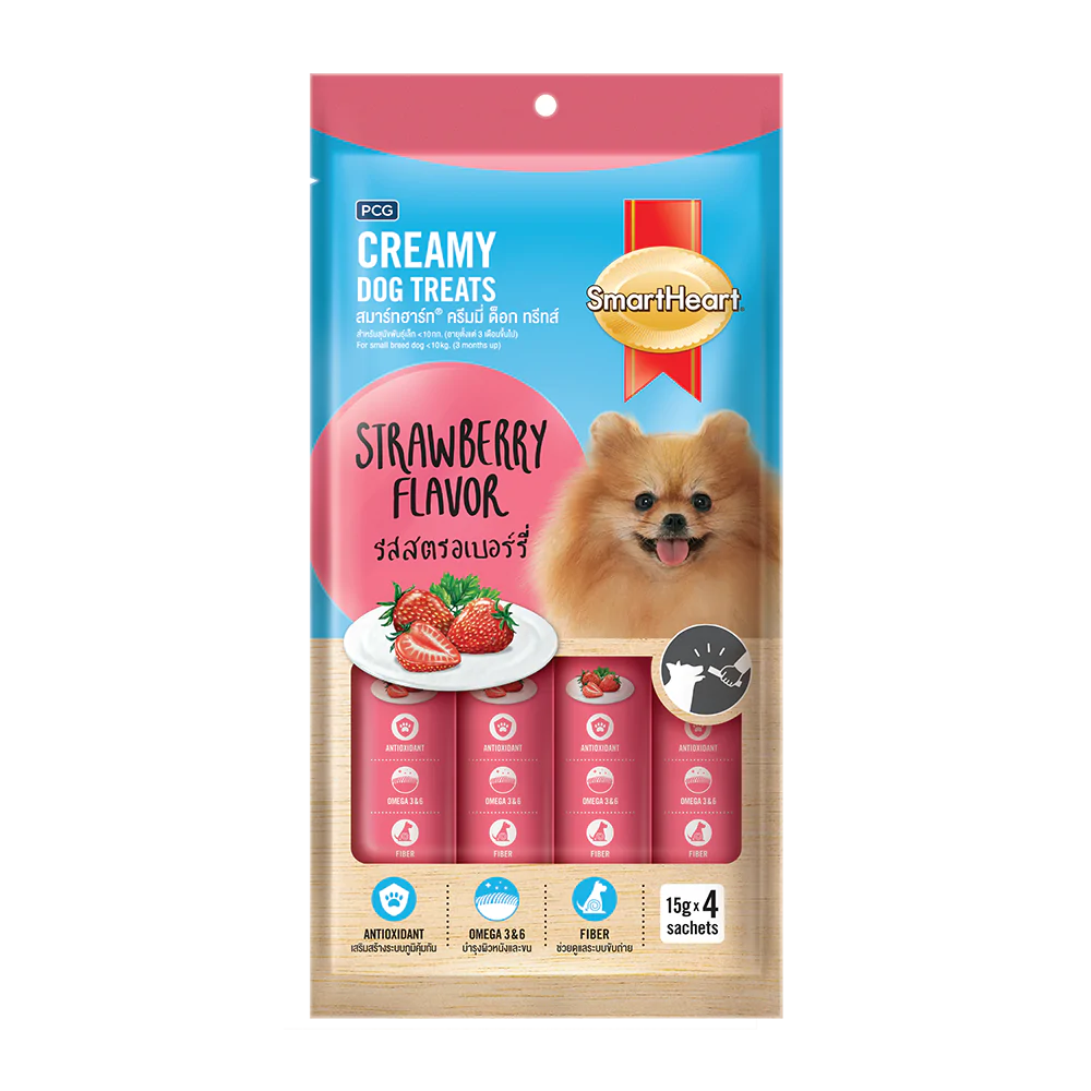 SmartHeart Dog Creamy Treats Strawberry Flavor 15g x 4