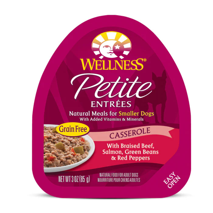 Wellness Dog Small Breed Petite Entrees Casserole - Braised Beef, Salmon, Green Beans & Red Peppers 3oz