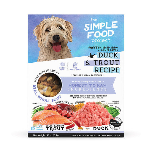Simple Food Project Freeze Dried Raw [Duck & Trout Recipe] for Dog (4 Sizes)