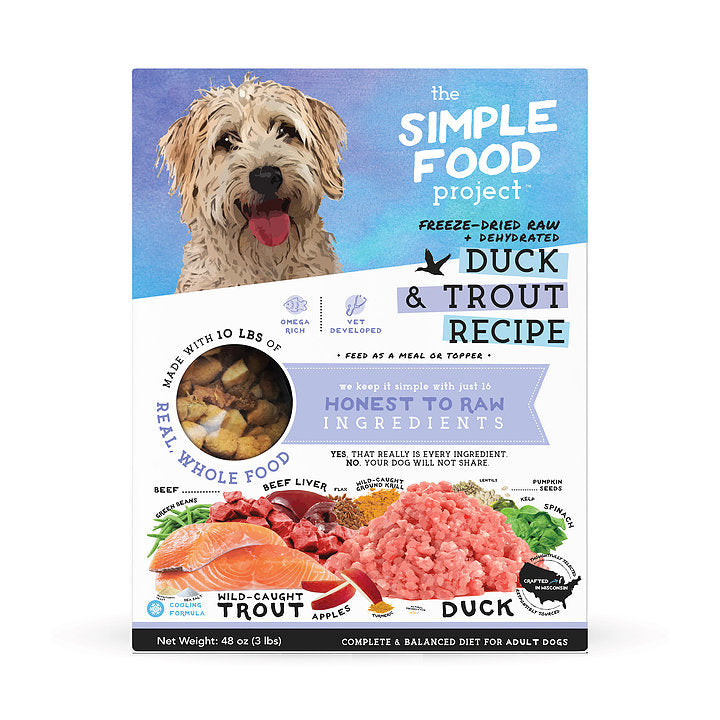 Simple Food Project Freeze Dried Raw Duck & Trout Recipe for Dog (3 Sizes)