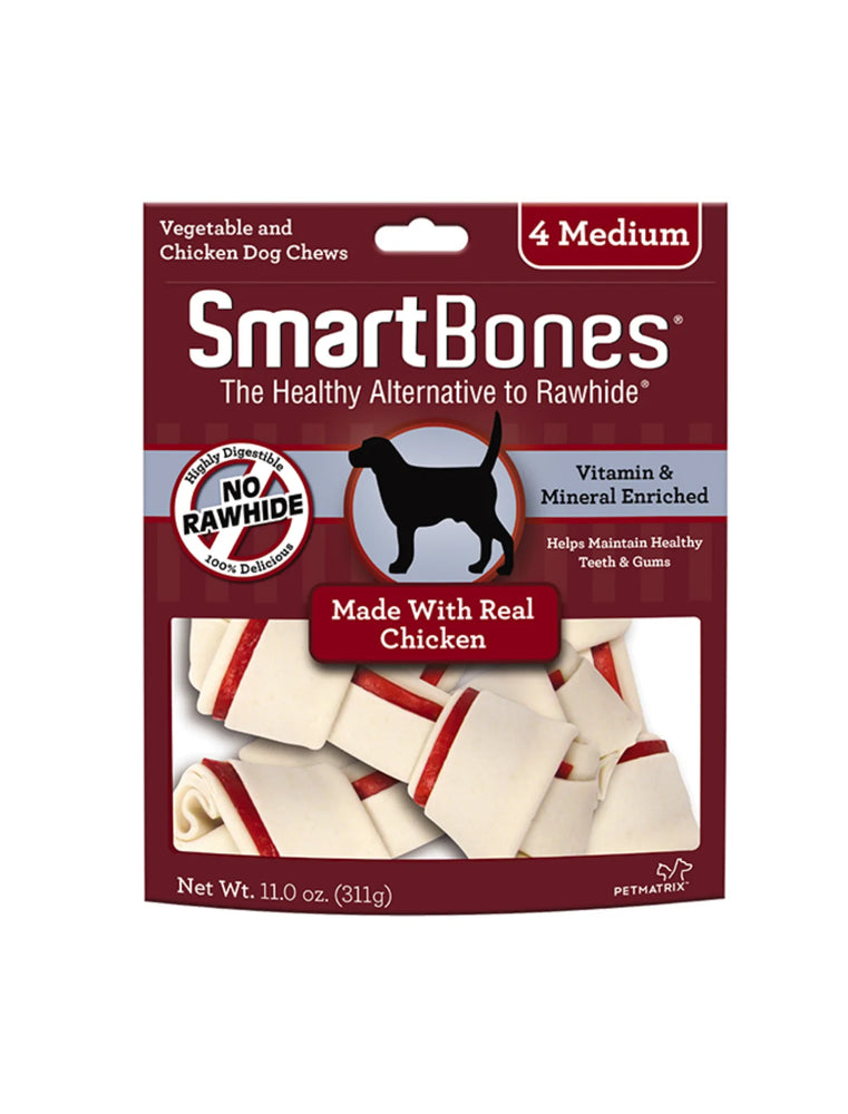 SmartBones Chicken Classic Bone Chews Dog Treats Medium 4Pcs