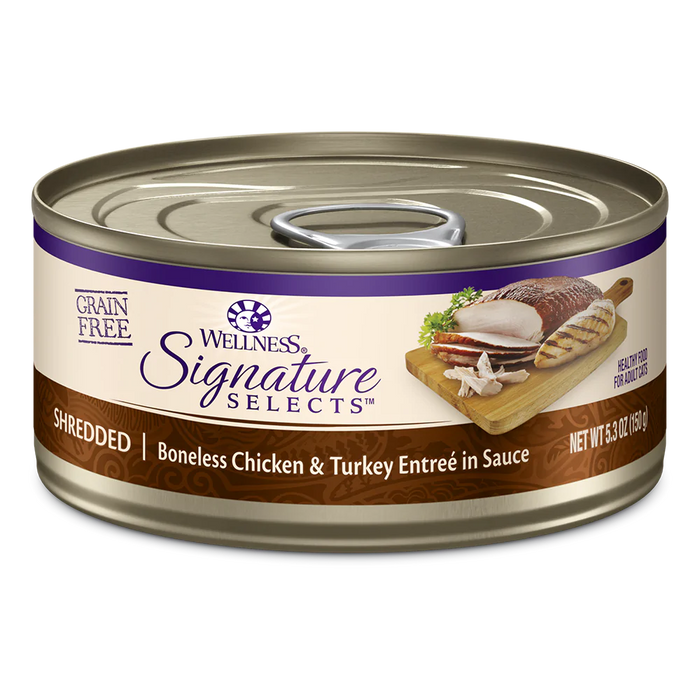 Wellness Cat Core Grain-Free Signature Selects Shredded Boneless Chicken & Turkey Entree in Sauce 5.3oz