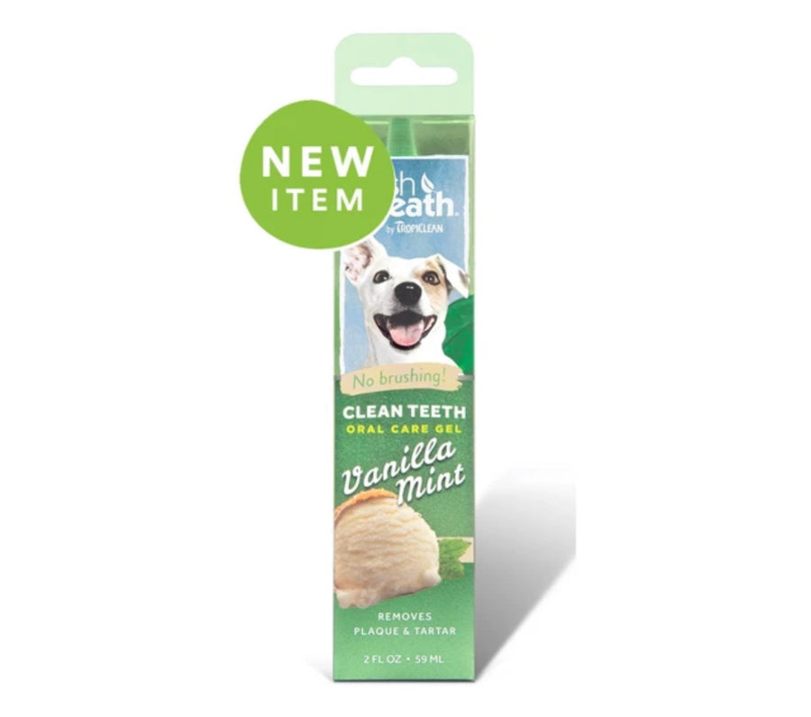 Tropiclean Fresh Breath Vanilla Mint Clean Teeth Oral Care Gel 2oz
