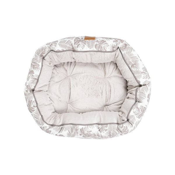 Mog & Bone Dog 4 Seasons Reversible Circular Bed - Mocca Tropical Leaves Small