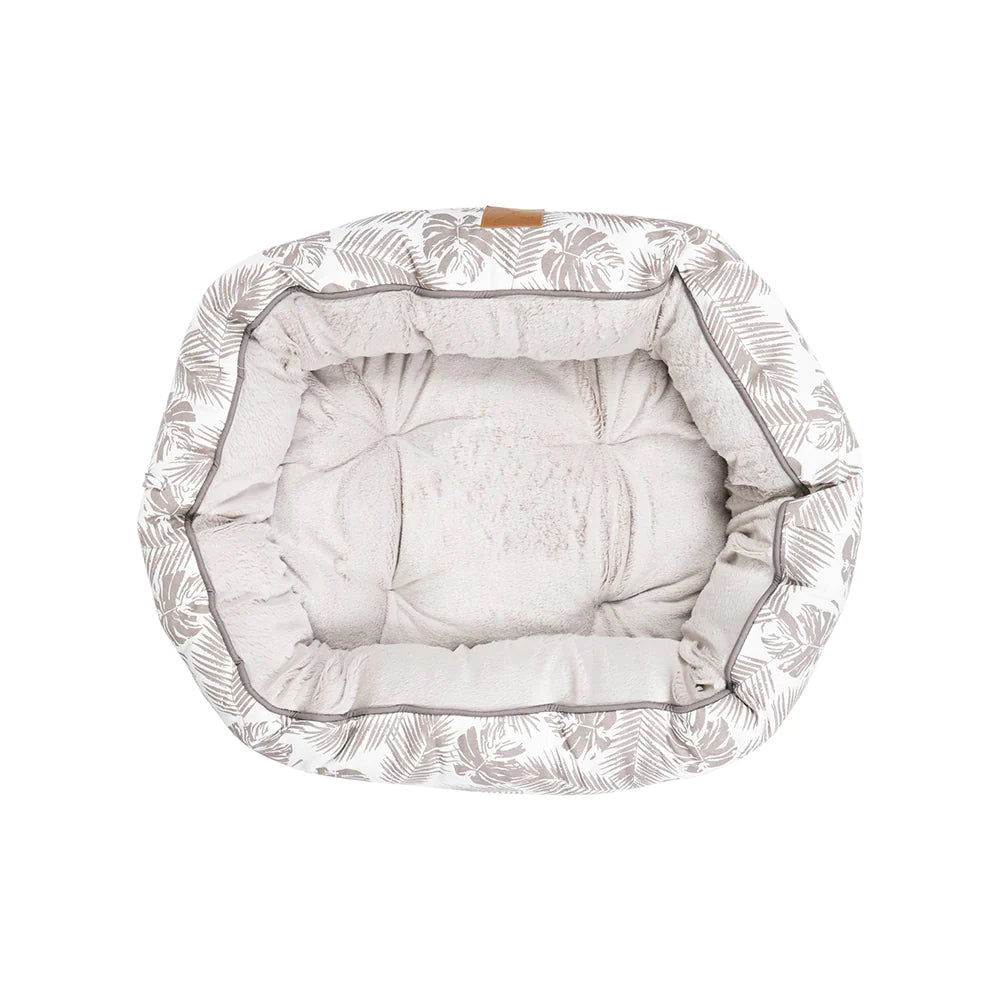Mog & Bone Dog 4 Seasons Reversible Circular Bed - Mocca Tropical Leaves Small