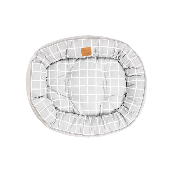 Mog & Bone Dog 4 Seasons Reversible Circular Bed - Grey Check Small