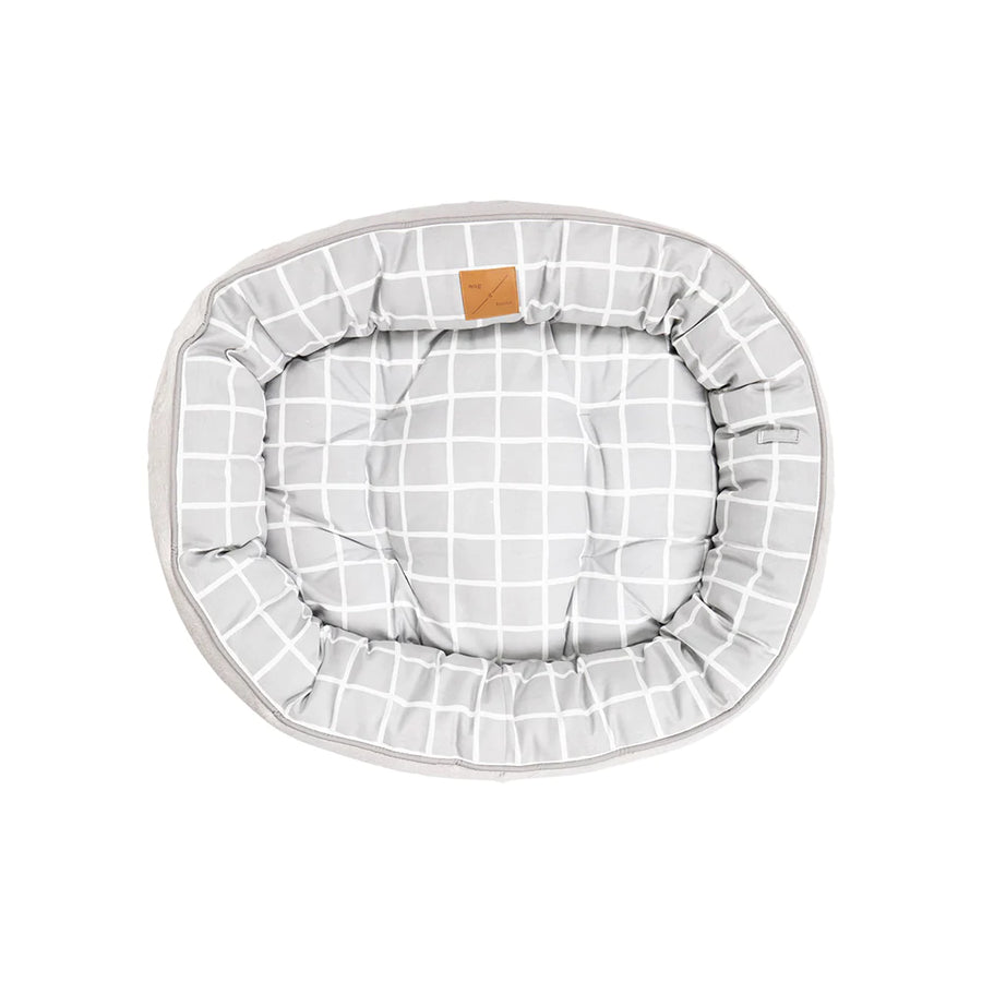 Mog & Bone Dog 4 Seasons Reversible Circular Bed - Grey Check Small