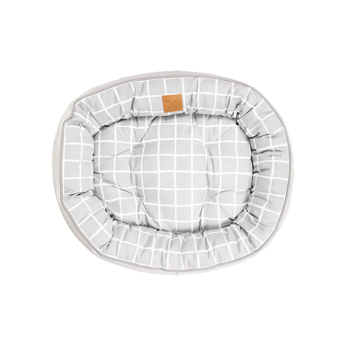 Mog & Bone Dog 4 Seasons Reversible Circular Bed - Grey Check Small