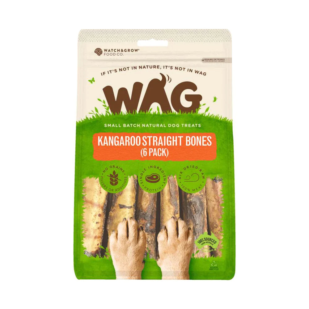 Wag Dog Treats Kangaroo Straight Bone 6pack