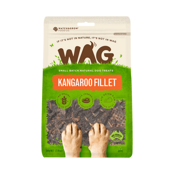 Wag Dog Treats Kangaroo Fillet Heart 200g