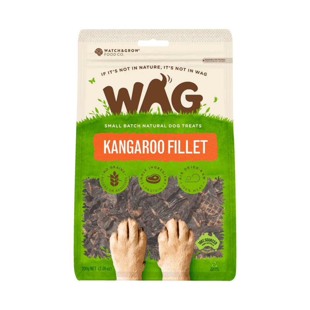 Wag Dog Treats Kangaroo Fillet Heart 200g