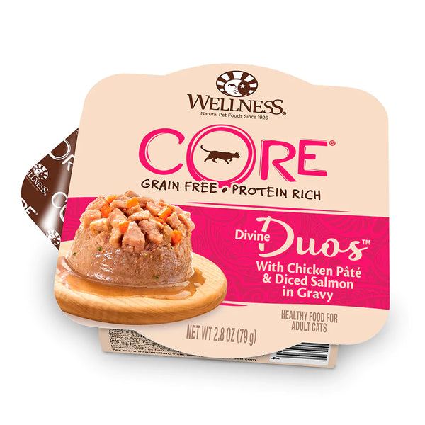 Wellness Cat Core Divine Duos Chicken Pate & Diced Salmon in Gravy 2.8oz X12
