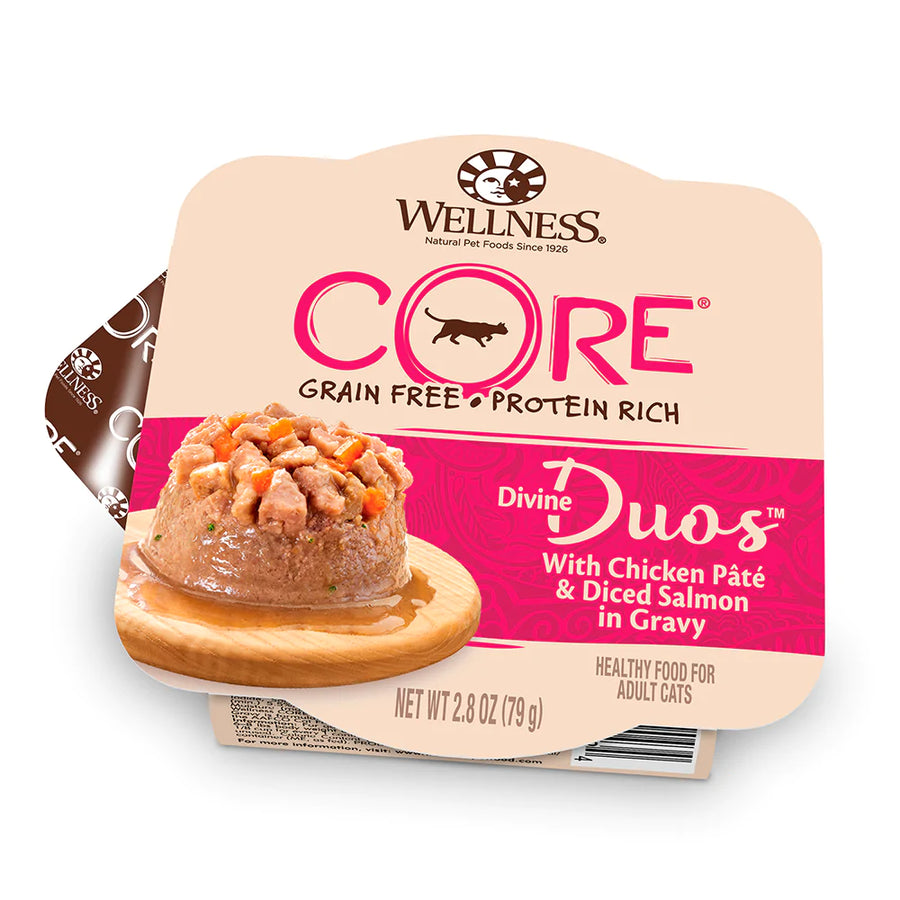 Wellness Cat Core Divine Duos Chicken Pate & Diced Salmon in Gravy 2.8oz X12