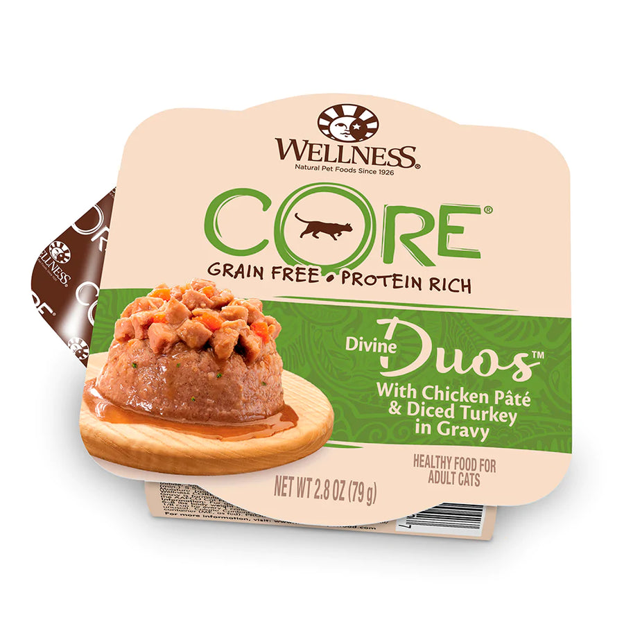 Wellness Cat Core Divine Duos Chicken Pate & Diced Turkey in Gravy 2.8oz X12