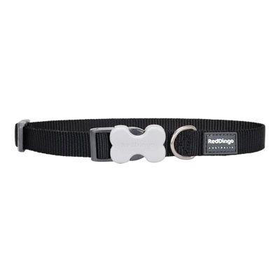 Red Dingo Dog Collar Plain - Classic Black Small 12mm (20-32cm)
