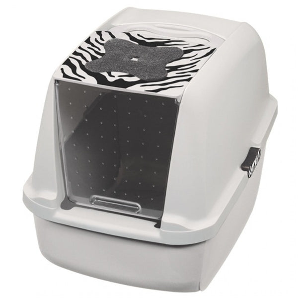 Catit Style Hooded Cat Pan, White Tiger Pattern