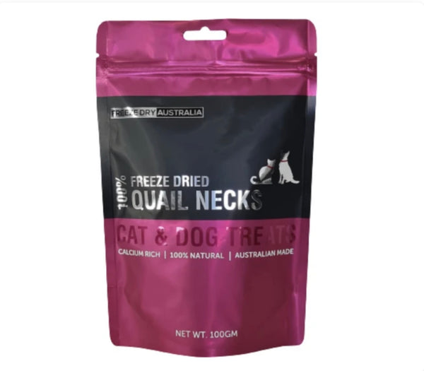 Freeze Dry Australia Quail Necks Cat & Dog Treats 100g