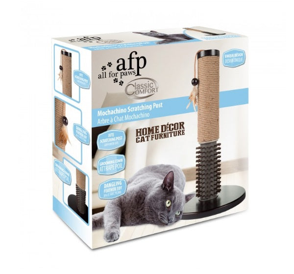 All For Paws Classic Comfort Mochachino Scratching Post with Rubber Bristles