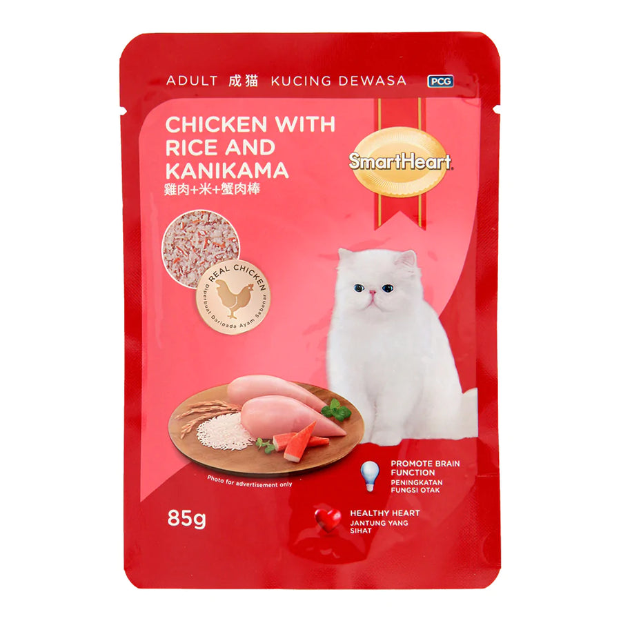 SmartHeart Cat Pouch Chicken with Rice & Kanikama 85g X24