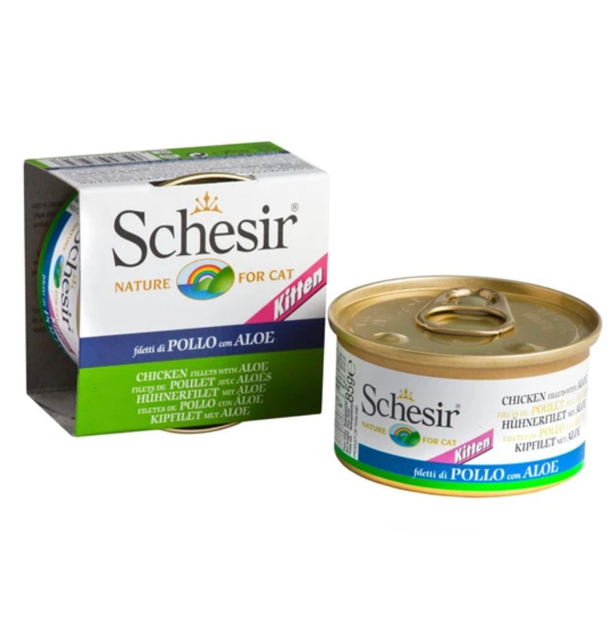 Schesir Chicken Fillet with Aloe in Jelly For Kittens Canned Cat Food 85g X14