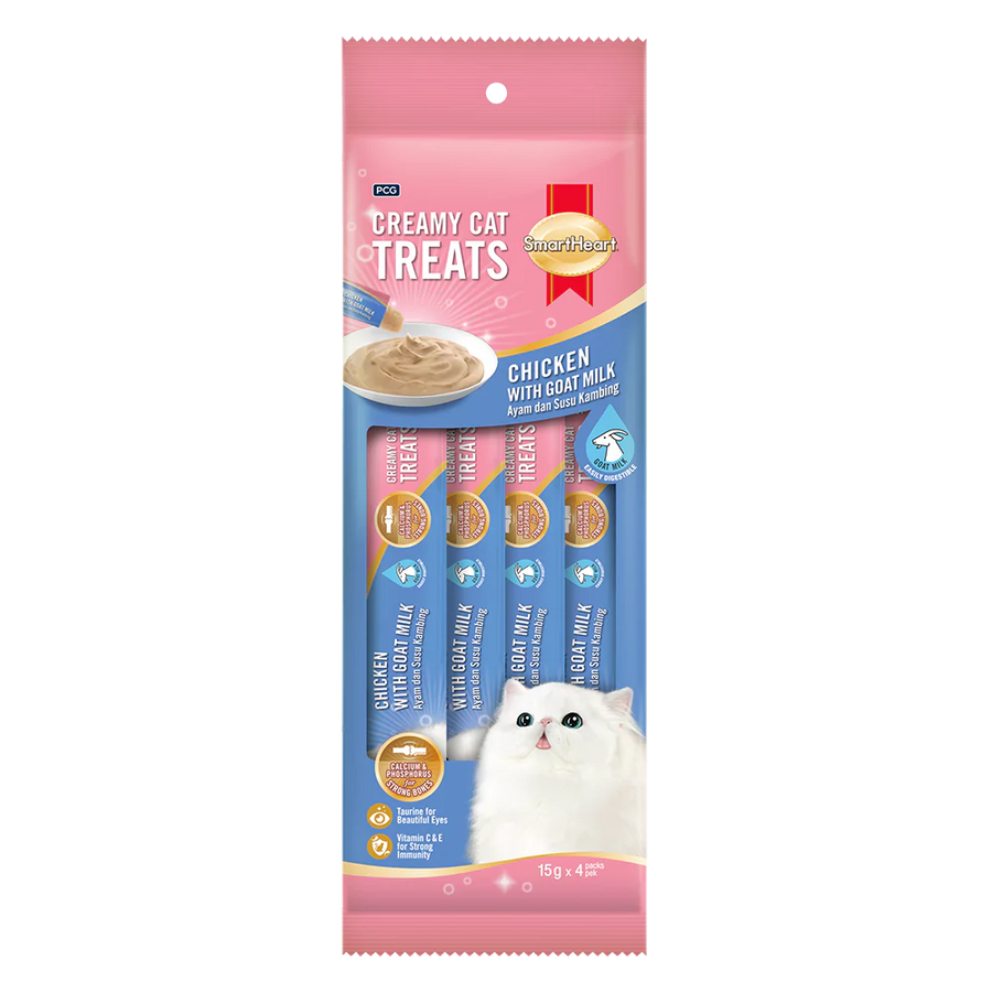 SmartHeart Cat Creamy Treats Chicken with Goat Milk 15g x 4