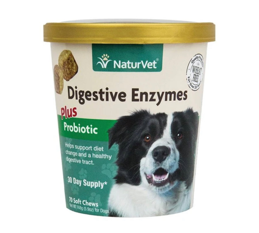 NaturVet Digestive Enzymes Plus Pre & Probiotics Soft Chew Cup 70 count