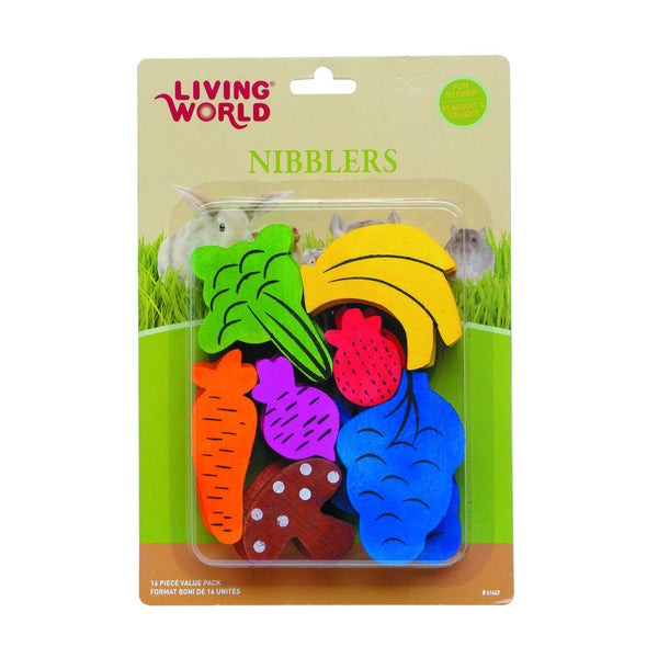Living World Nibblers Wood Chews Fruit Veggie Mix 14pc