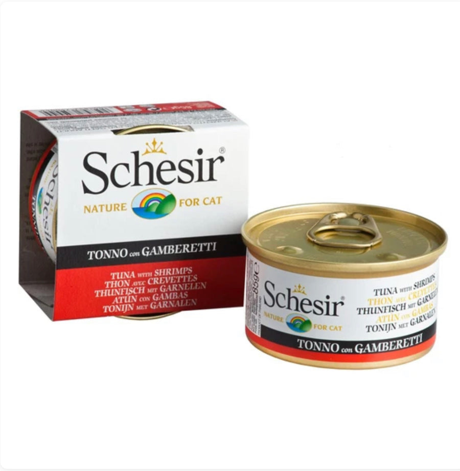 Schesir Tuna with Shrimp in Jelly Canned Cat Food 85g Schesir Chicken Fillet with Aloe in Jelly For Kittens Canned Cat Food 85g X14