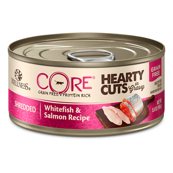 Wellness CORE Hearty Cuts Shredded Whitefish & Salmon Canned Cat Food 5.5oz X12