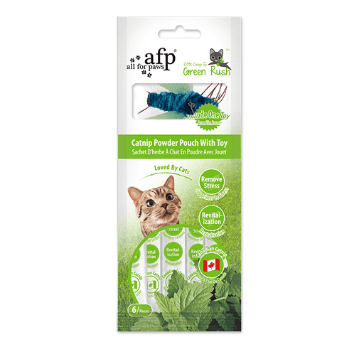 All For Paws Green Rush Catnip Powder Pouch with Toy (6 Sachets)