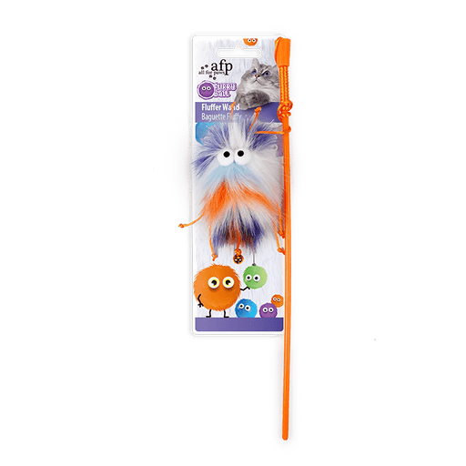All For Paws Furry Ball Fluffer Wand Orange