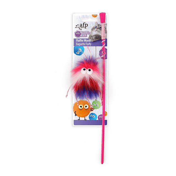 All For Paws Furry Ball Fluffer Wand Red