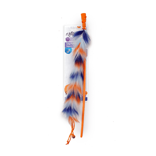 All For Paws Furry Ball Long Fluff Wand Orange