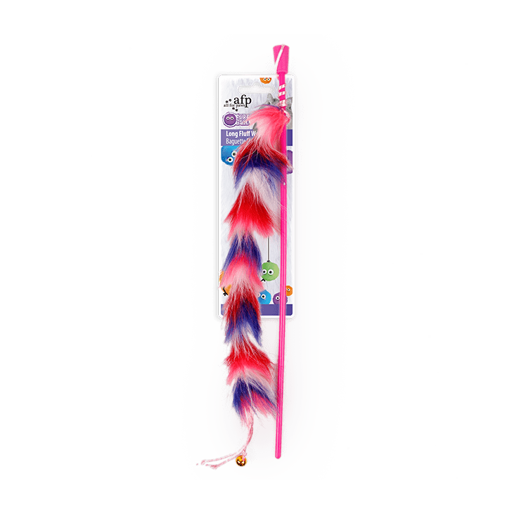 All For Paws Furry Ball Long Fluff Wand Red