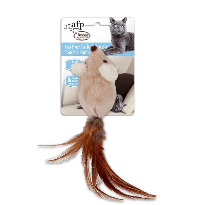 All For Paws Classic Comfort Feather Tailed Mouse Brown