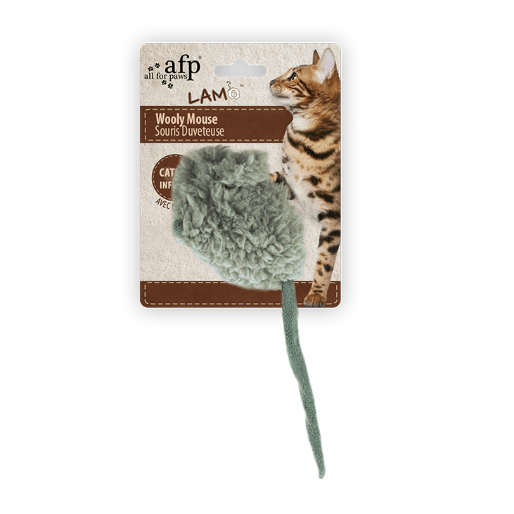 All For Paws Lambswool Wooly Mouse Grey (with Sound Chip)