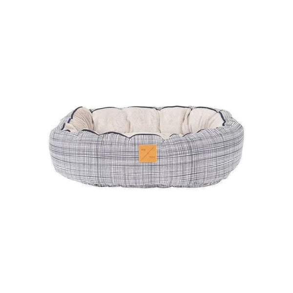 Mog & Bone Dog 4 Seasons Reversible Circular Bed - Navy Linen Small