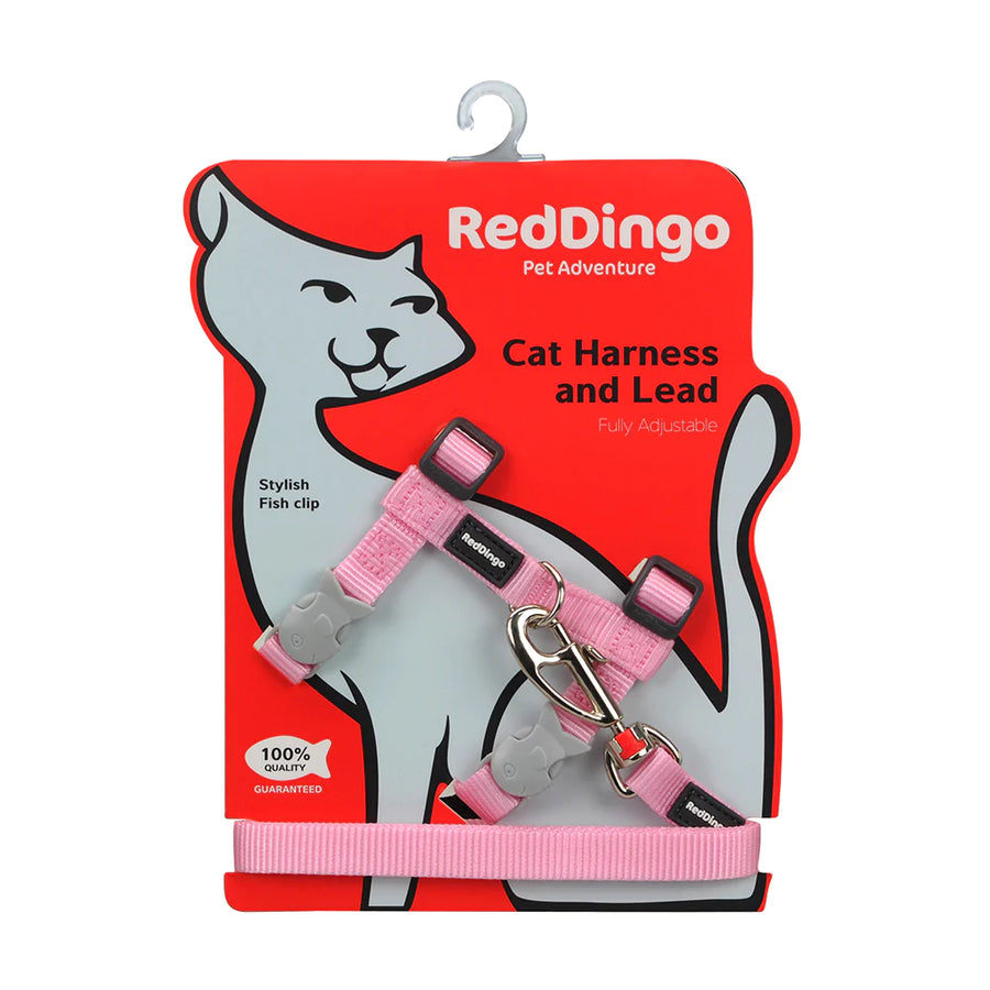 Red Dingo Cat Harness And Lead Combo - Classic Pink