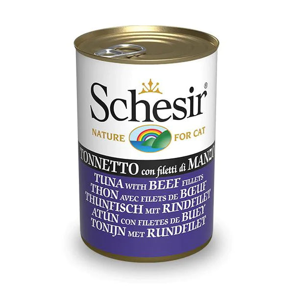 Schesir Nature Tuna with Beef Fillets in Jelly for Cats 140g X12