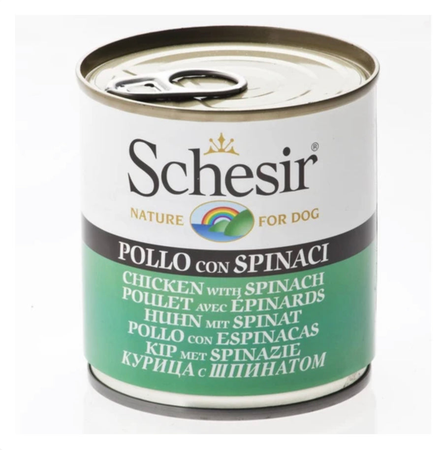 Schesir Chicken with Spinach Canned Dog Food 285g X16