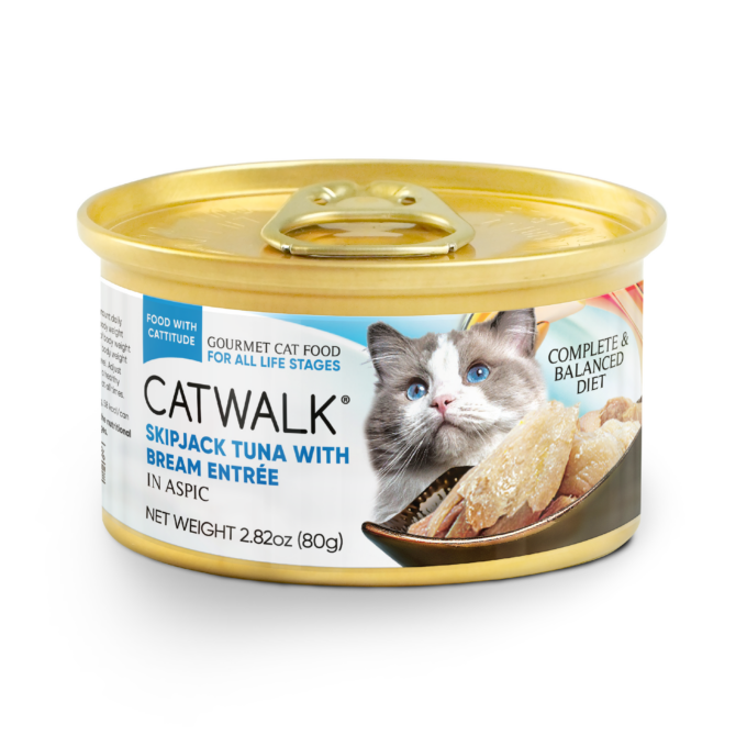 Catwalk Skipjack Tuna With Bream Entrée Wet Cat Food COMPLETE MEAL in aspic 80g X24