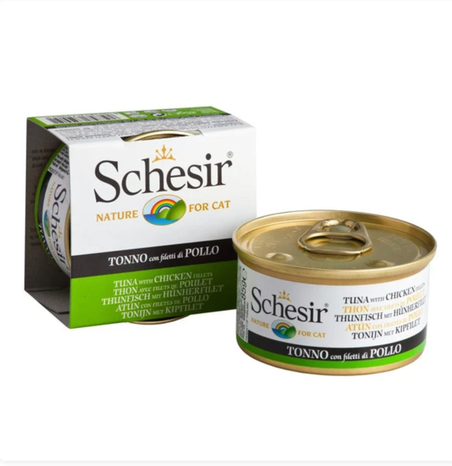 Schesir Tuna with Chicken Fillet in Jelly Canned Cat Food 85g Schesir Chicken Fillet with Aloe in Jelly For Kittens Canned Cat Food 85g X14