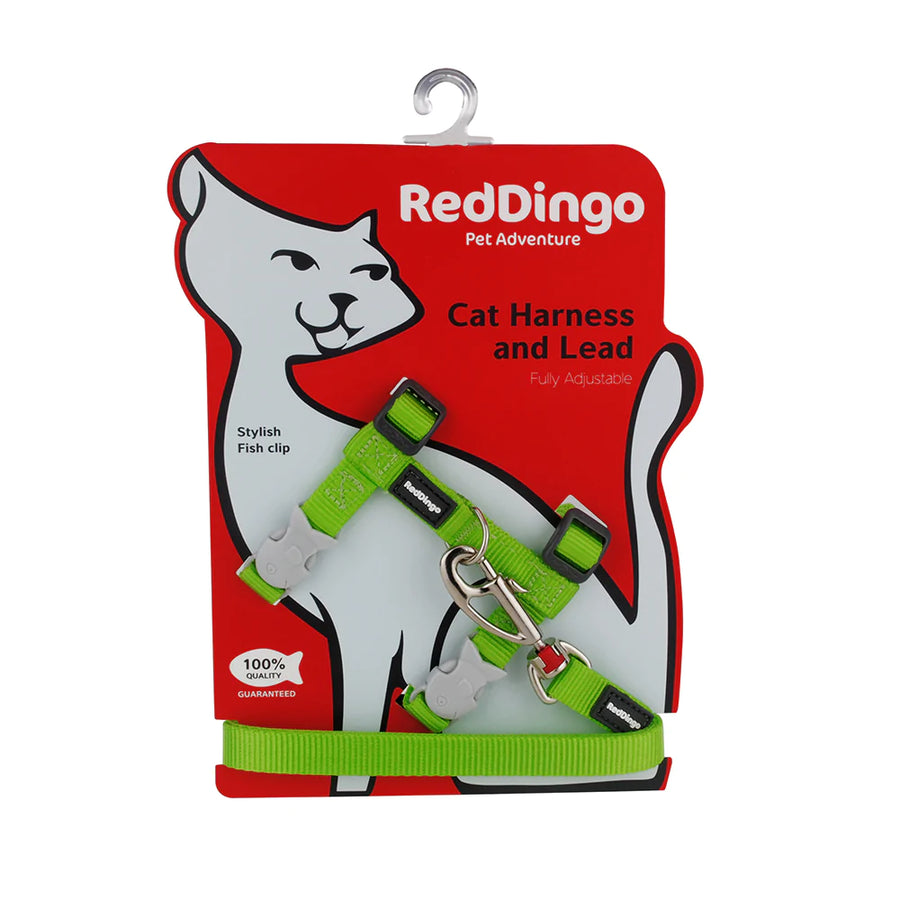 Red Dingo Cat Harness And Lead Combo - Classic Lime Green
