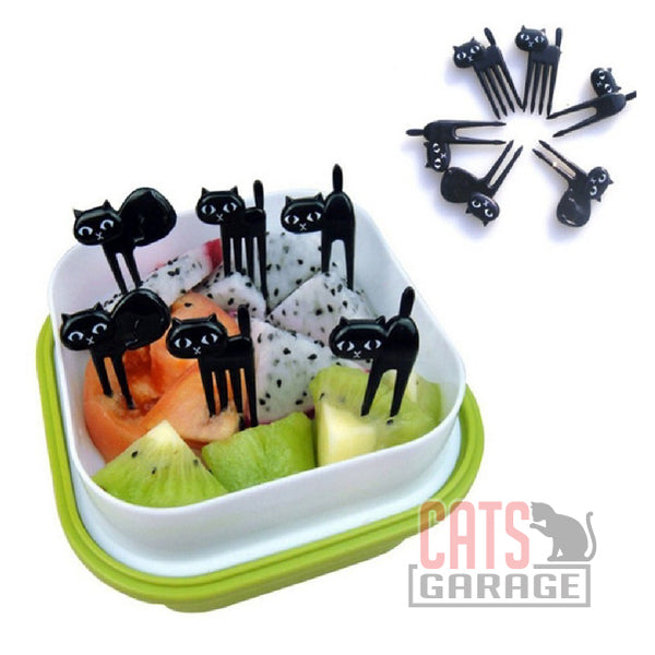 6Pcs Cute Cats Forks Dessert Mini Plastic
