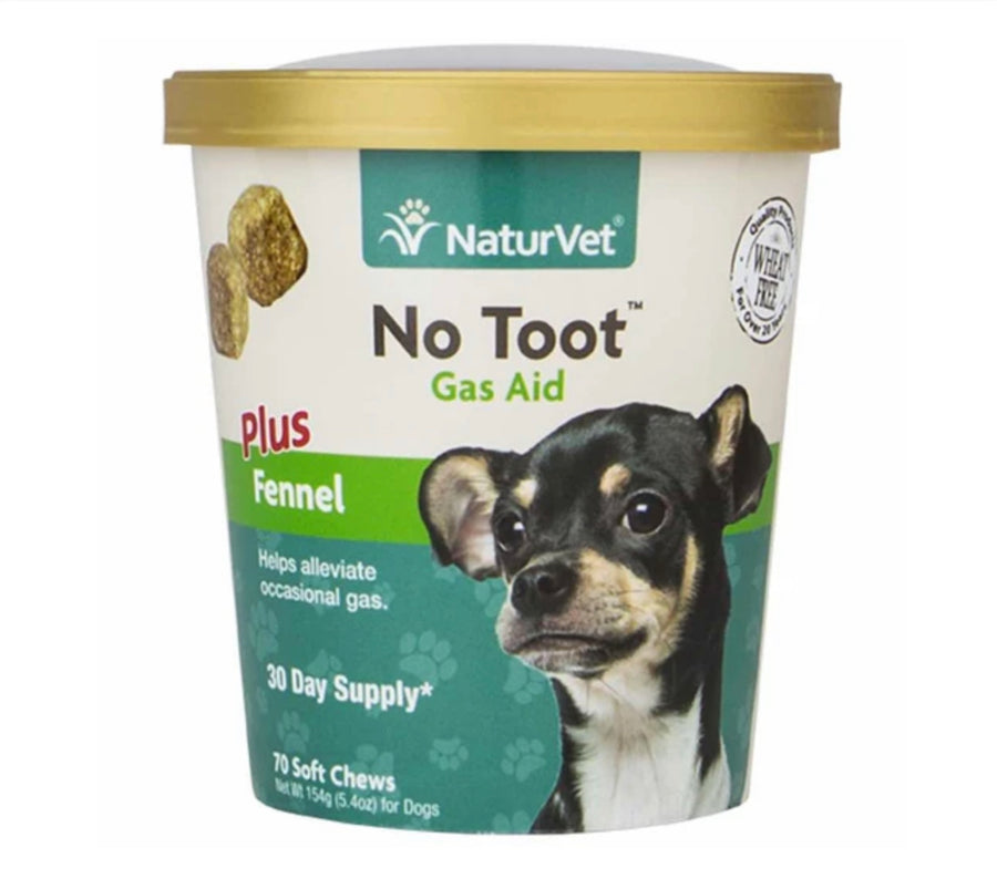 NaturVet No Toot Gas Aid Soft Chews Dog Supplement 70 count