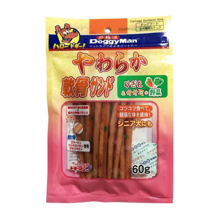 Doggyman Cartilage Sandwich Strip Gizzard & Vegetable 60g